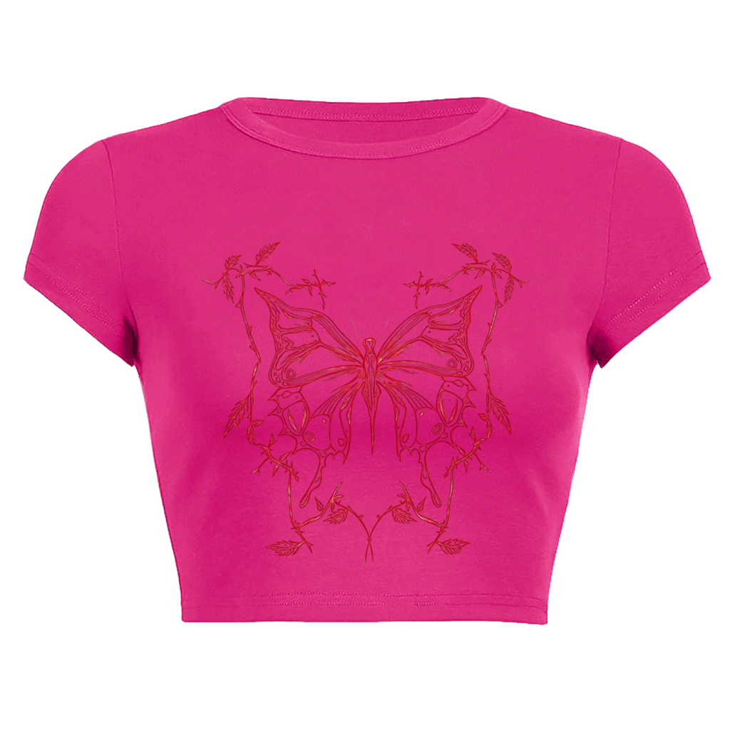 A Little Bit Dramatic Pink Strawberry Coquette Crop Top