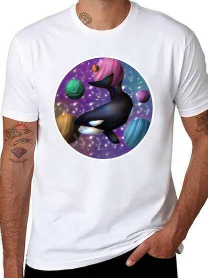 Space Orca Graphic Tee - Galaxy Whale Design
