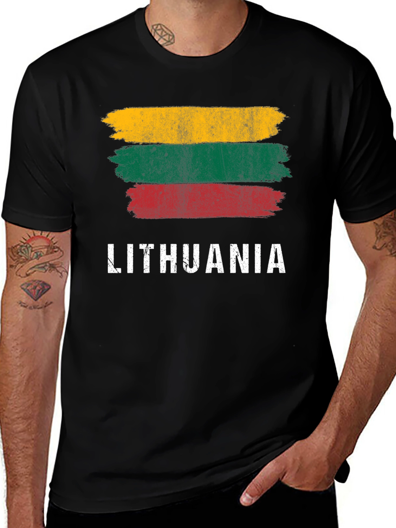 Lithuania Flag T-Shirt - Distressed Graphic Tee
