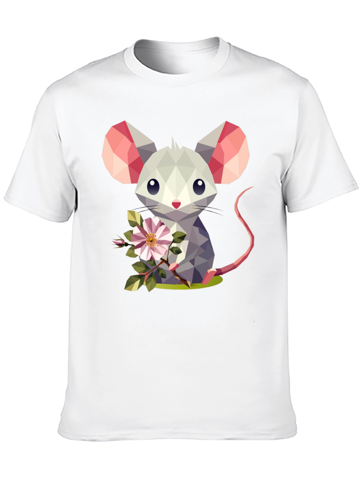 Geometric Mouse Flower T-Shirt - Stylish Graphic Tee