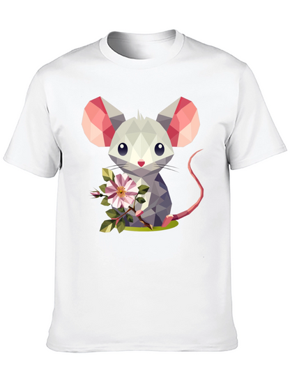 Geometric Mouse Flower T-Shirt - Stylish Graphic Tee