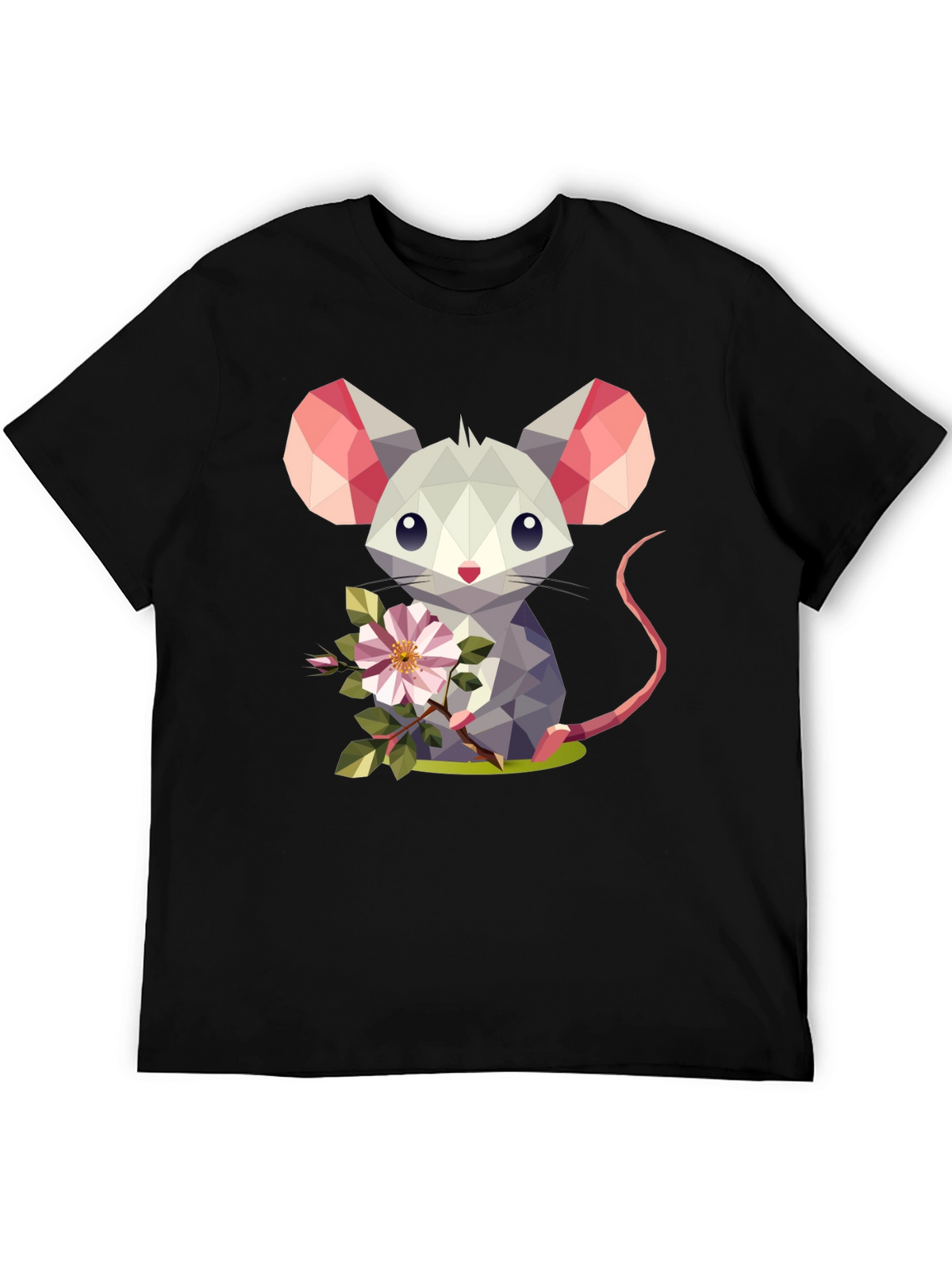 Geometric Mouse Flower T-Shirt - Stylish Graphic Tee