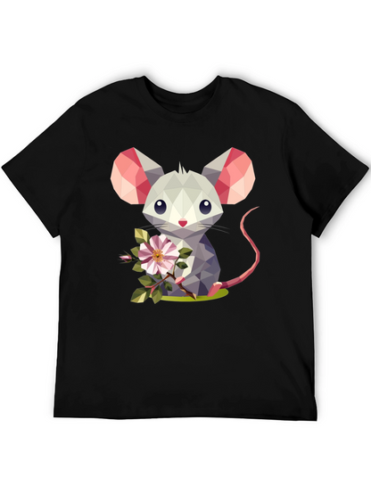 Geometric Mouse Flower T-Shirt - Stylish Graphic Tee