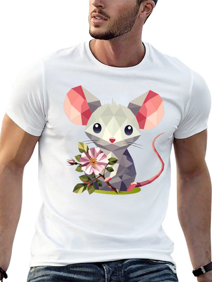 Geometric Mouse Flower T-Shirt - Stylish Graphic Tee