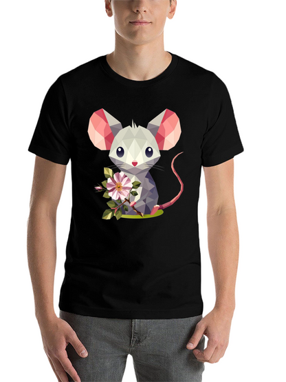 Geometric Mouse Flower T-Shirt - Stylish Graphic Tee