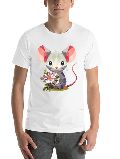 Geometric Mouse Flower T-Shirt - Stylish Graphic Tee