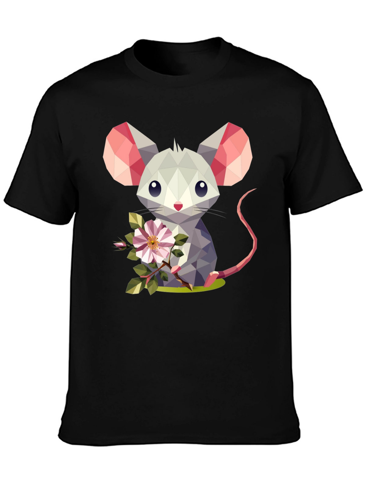 Geometric Mouse Flower T-Shirt - Stylish Graphic Tee