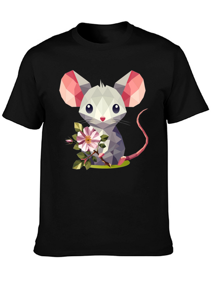 Geometric Mouse Flower T-Shirt - Stylish Graphic Tee