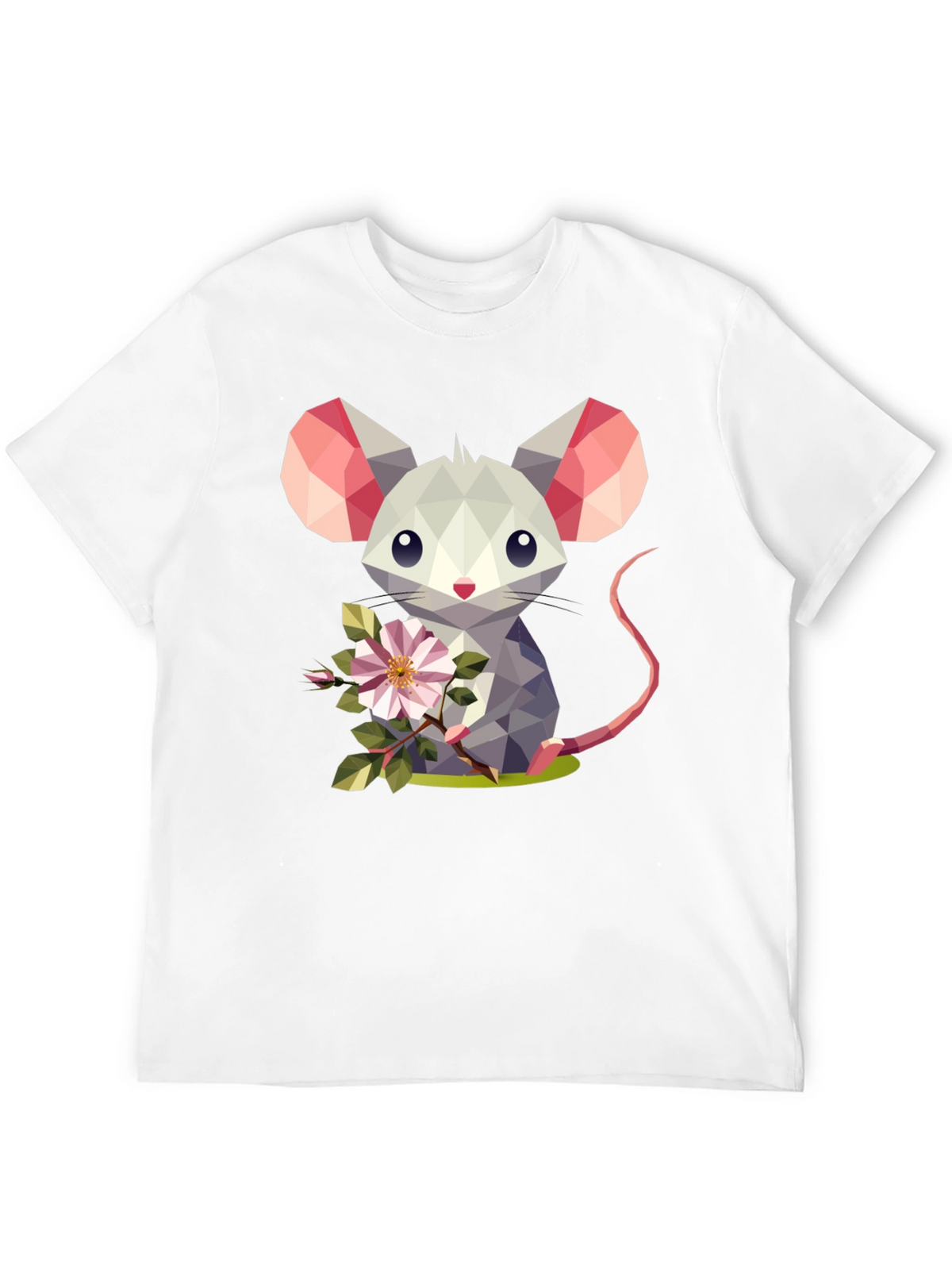 Geometric Mouse Flower T-Shirt - Stylish Graphic Tee
