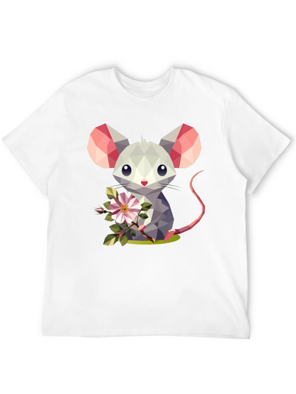 Geometric Mouse Flower T-Shirt - Stylish Graphic Tee