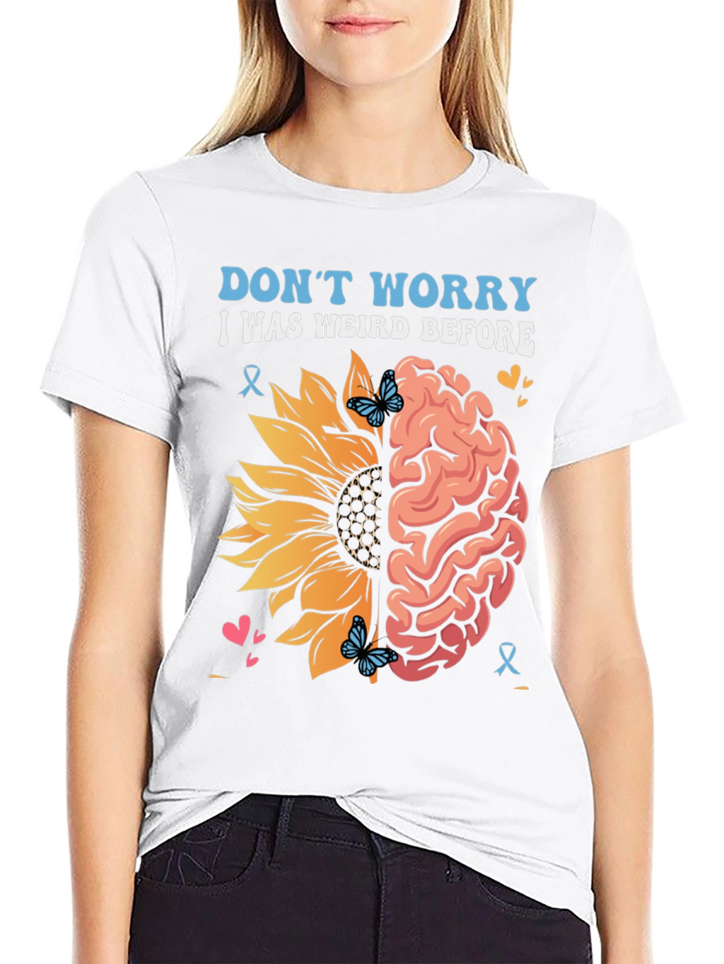 Weird Before T-Shirt Sunflower Brain Design