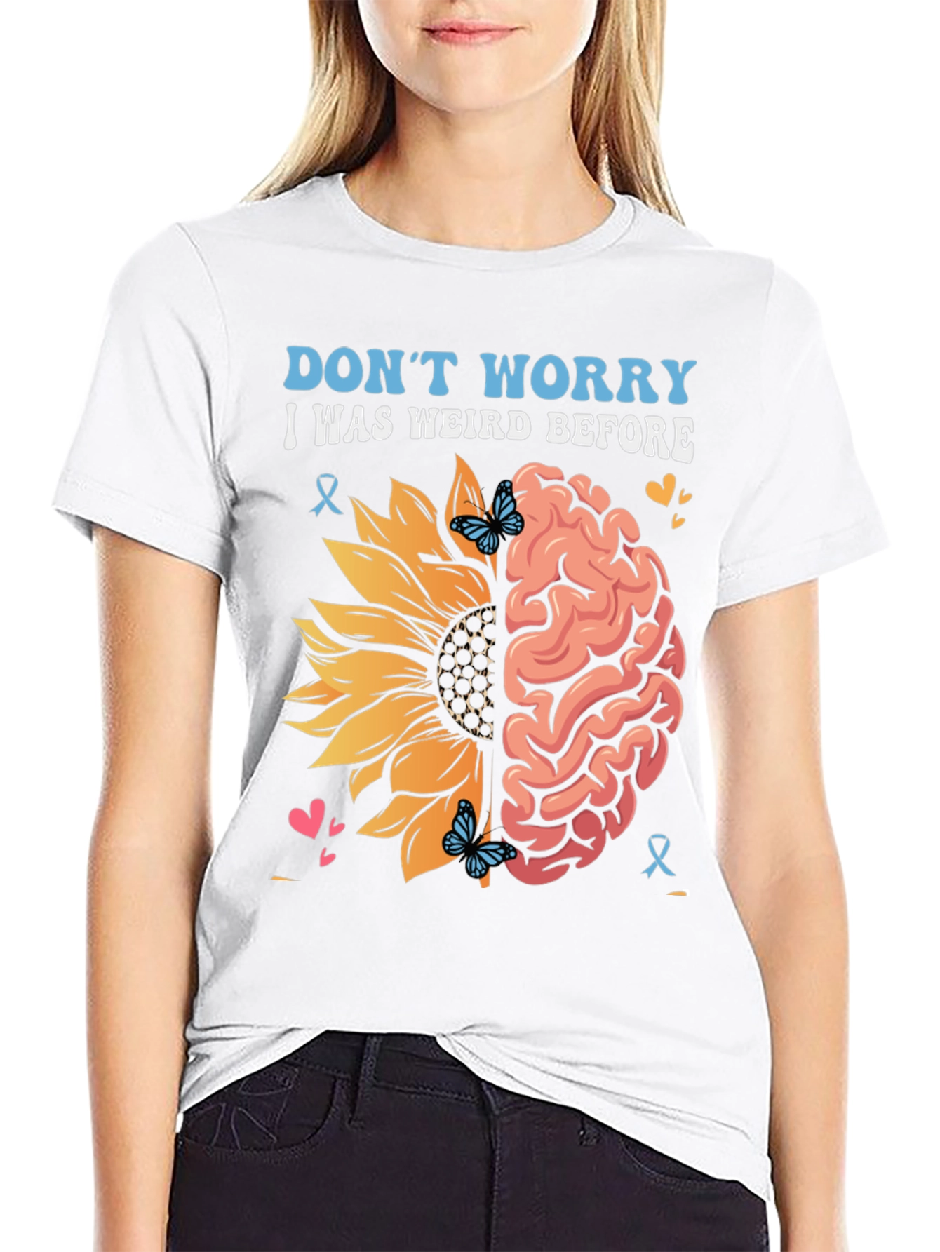 Weird Before T-Shirt Sunflower Brain Design