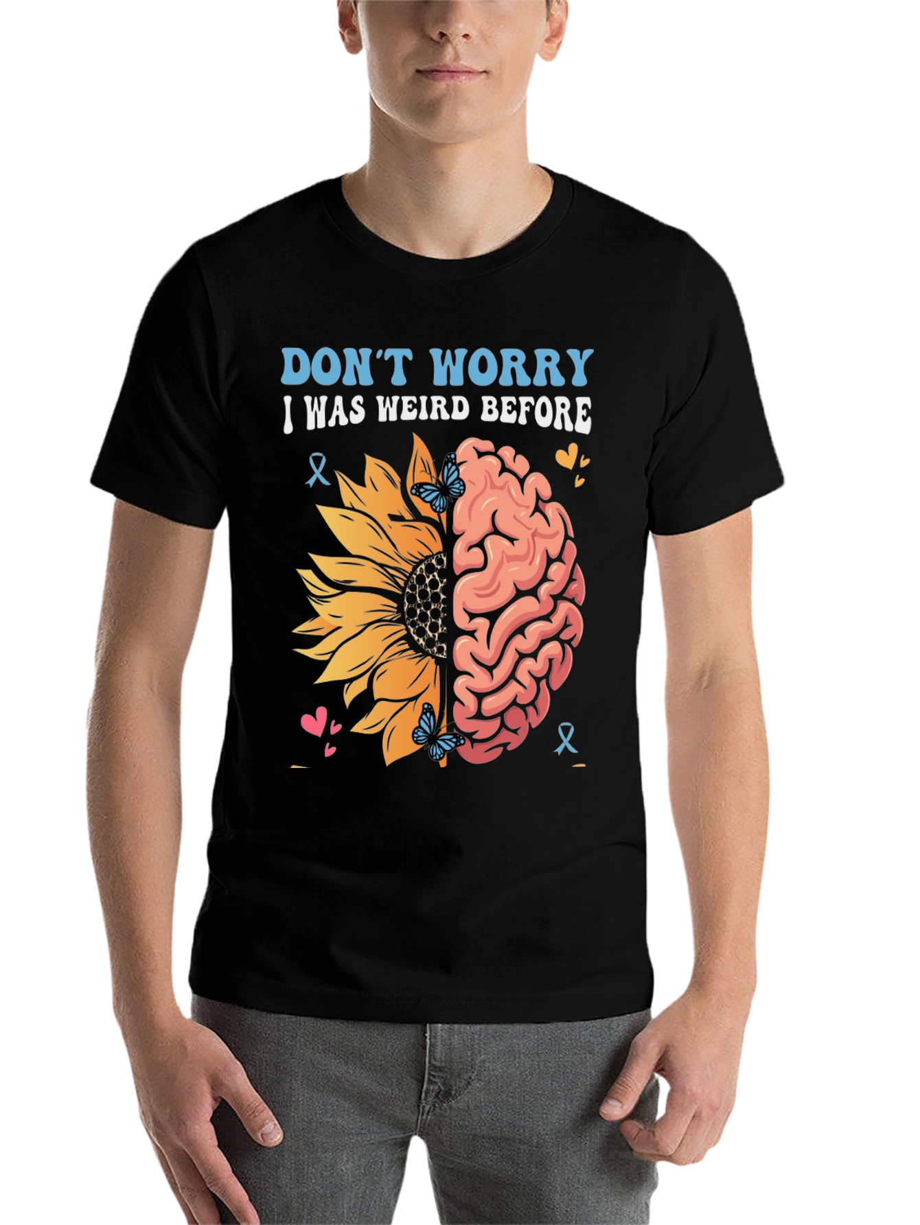 Weird Before T-Shirt Sunflower Brain Design
