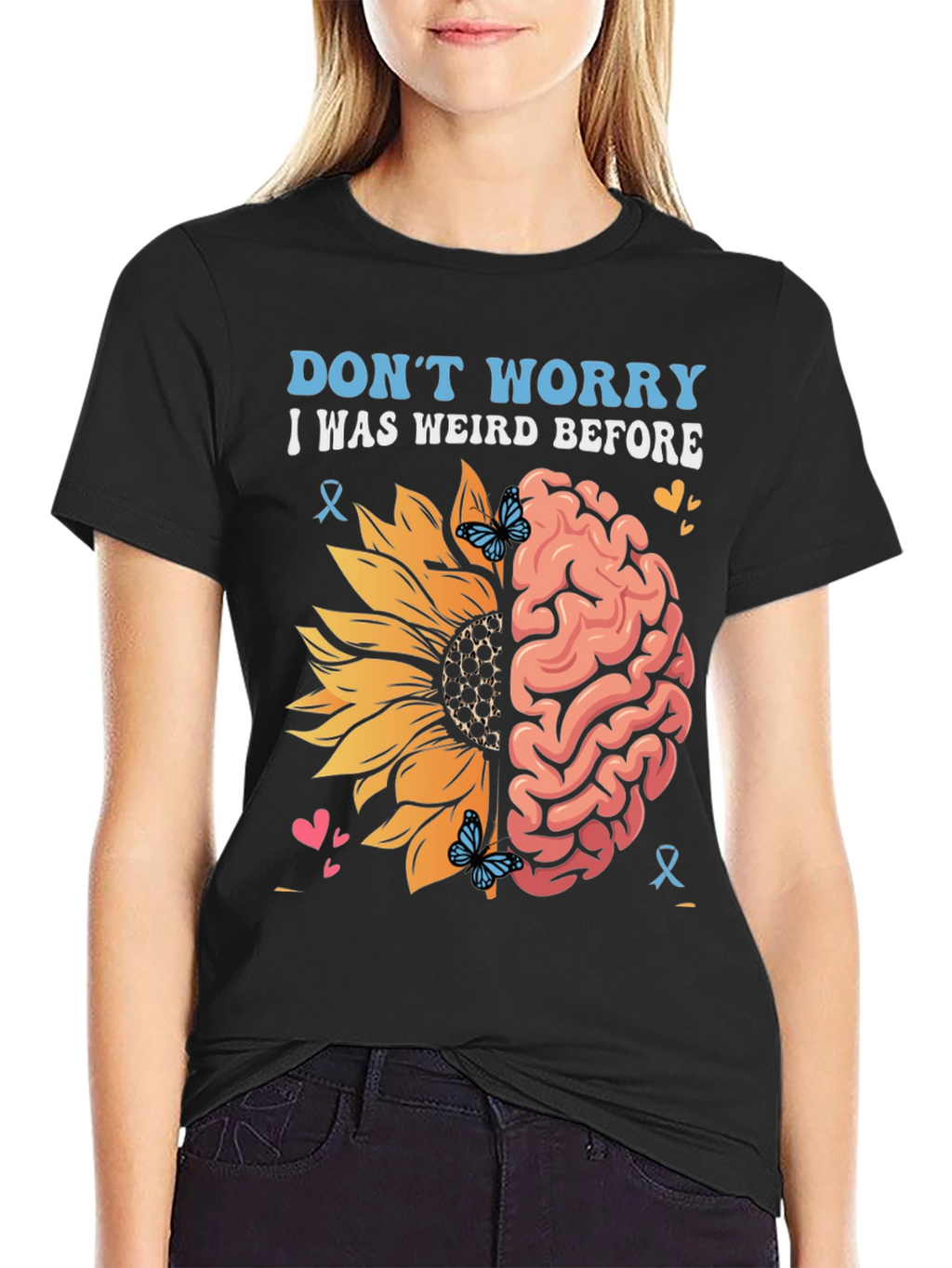 Weird Before T-Shirt Sunflower Brain Design