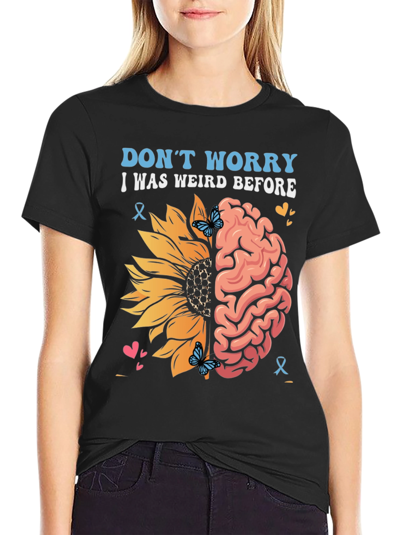Weird Before T-Shirt Sunflower Brain Design