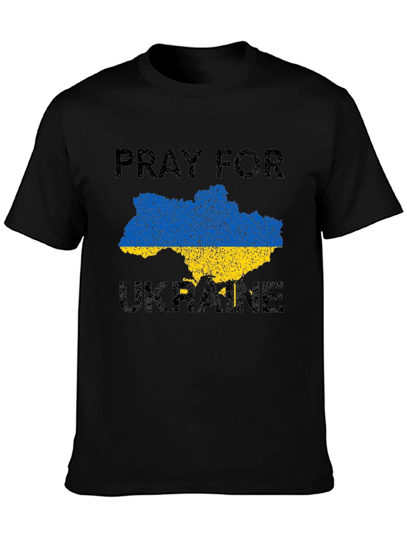 Pray for Ukraine T-Shirt: Blue & Yellow Ukraine Map