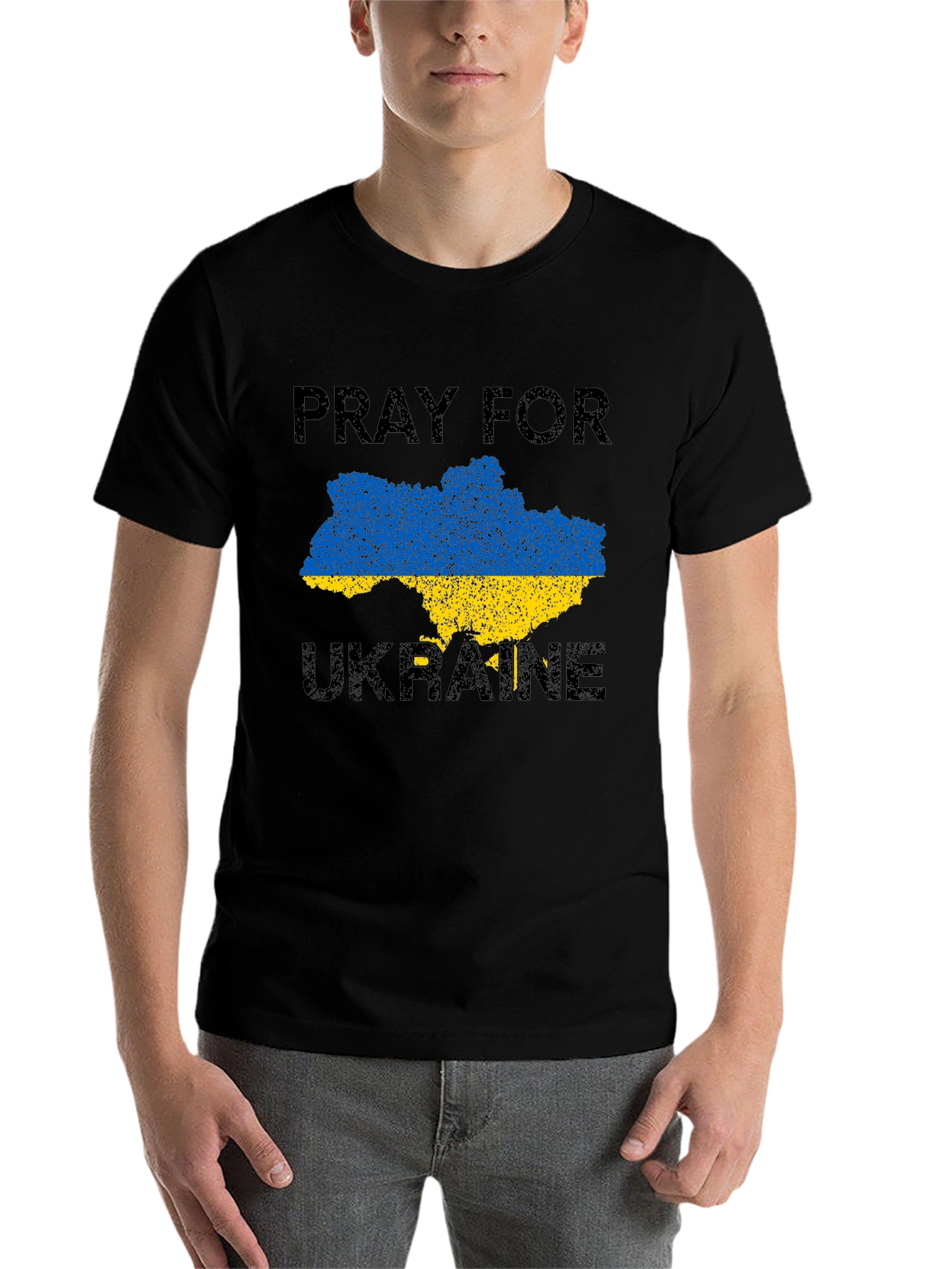 Pray for Ukraine T-Shirt: Blue & Yellow Ukraine Map