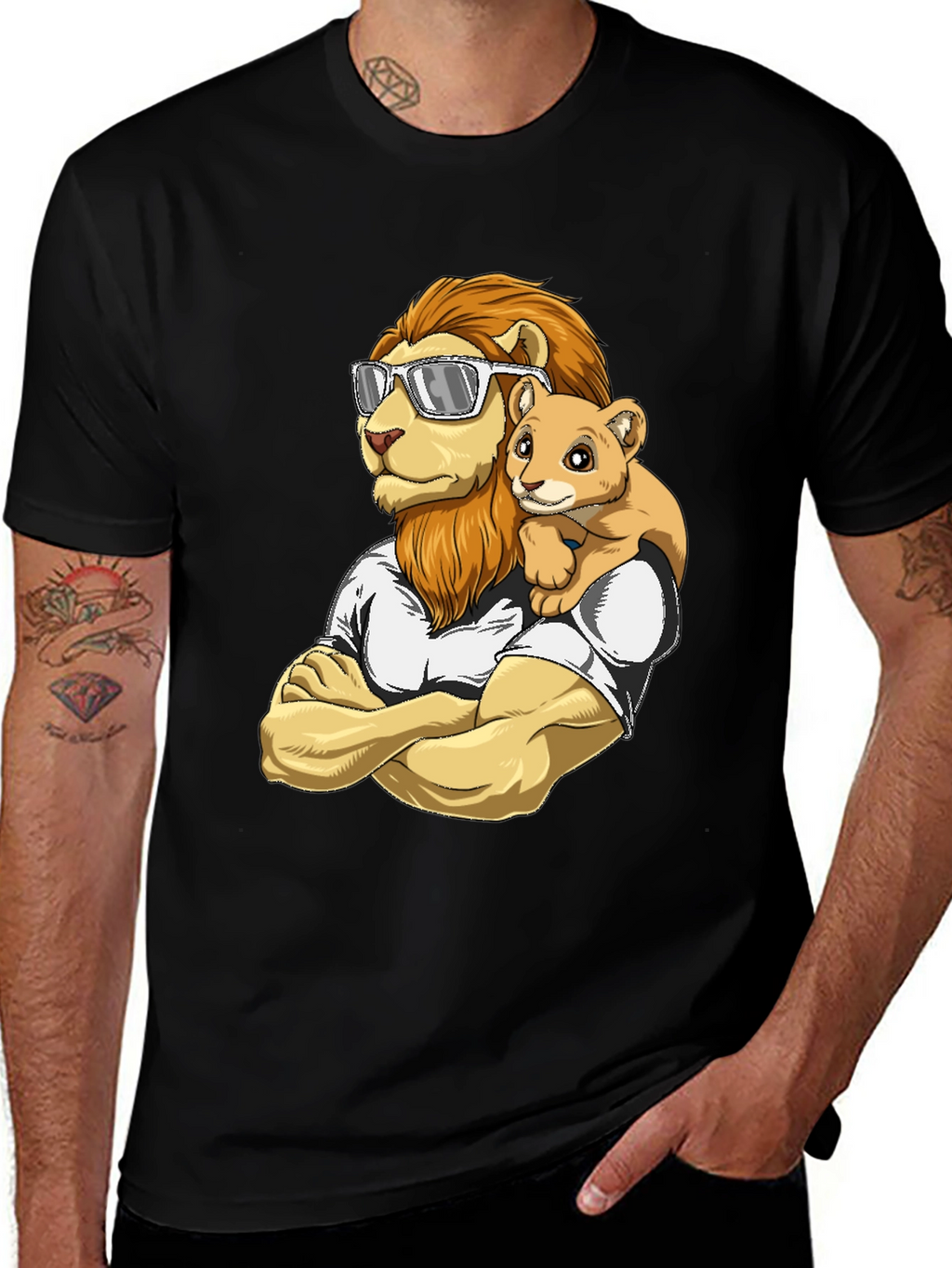 Lion Dad & Cub Graphic T-Shirt