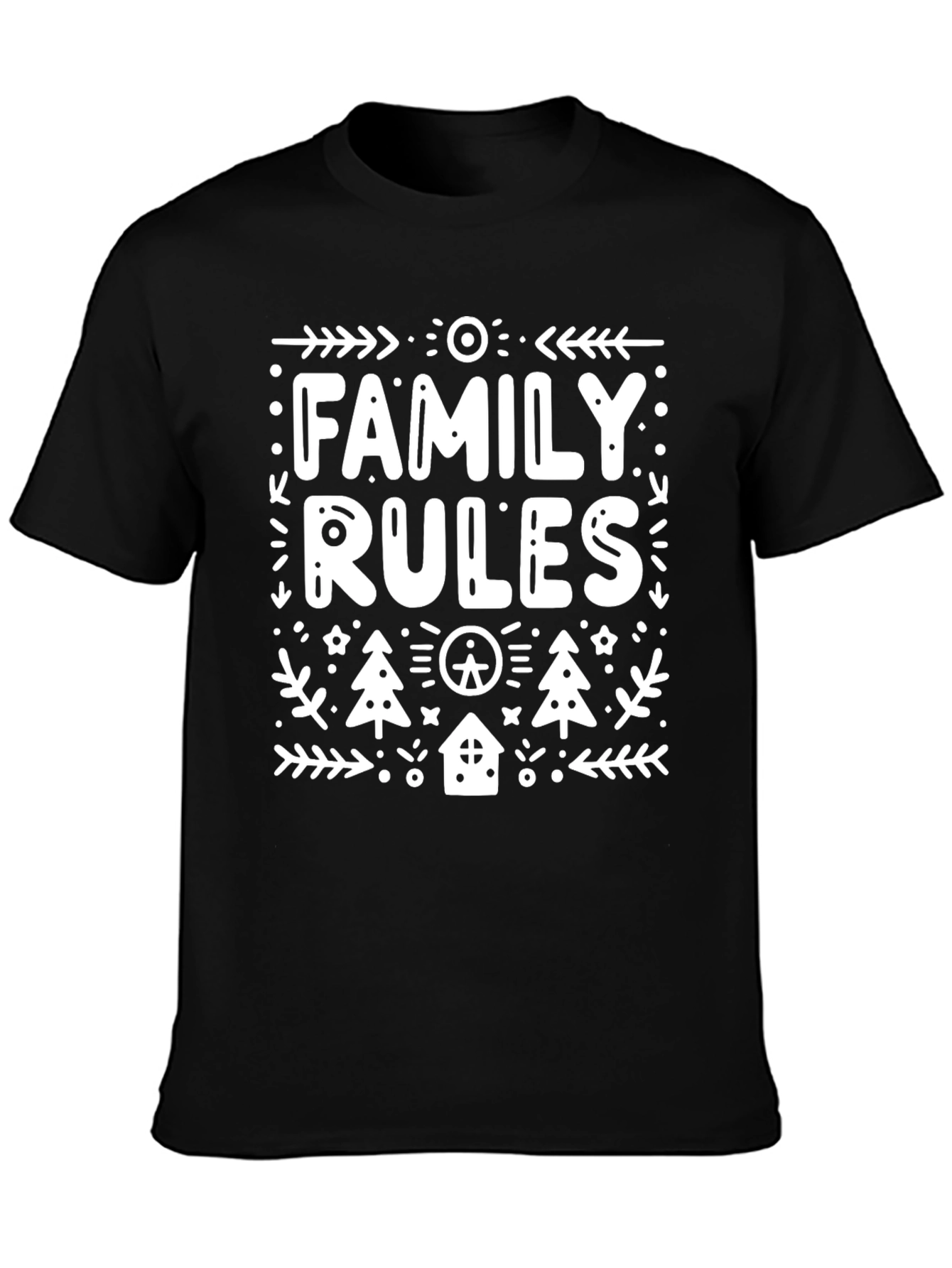Family Rules Graphic Tee - Black