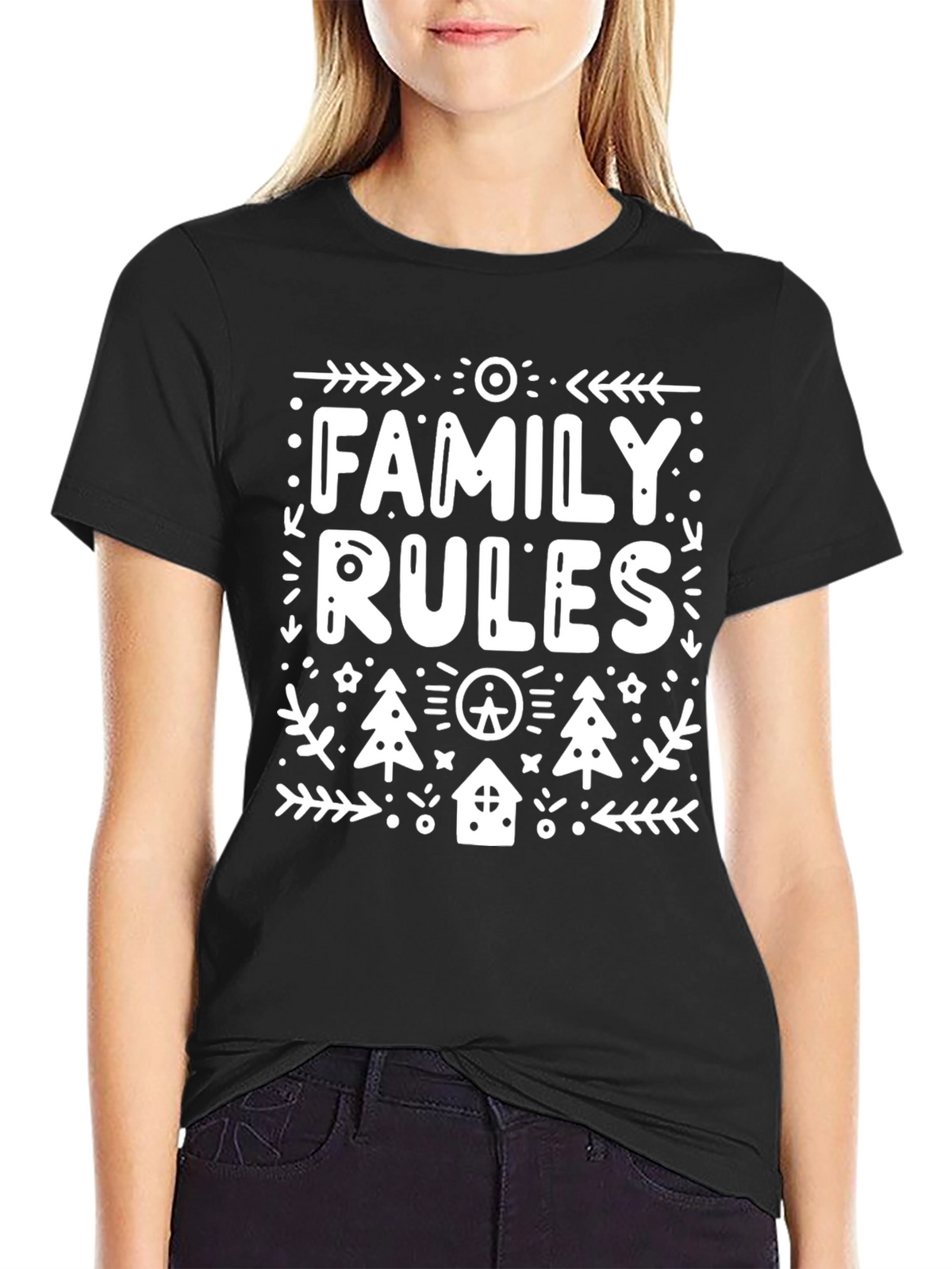Family Rules Graphic Tee - Black