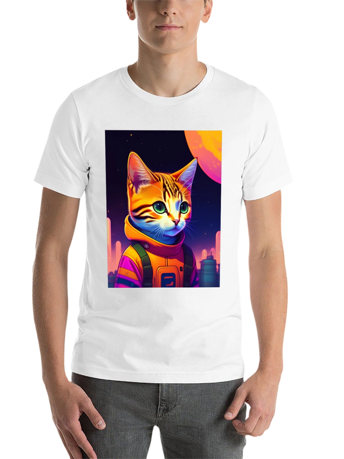 Cosmic Cat Astronaut Graphic T-Shirt