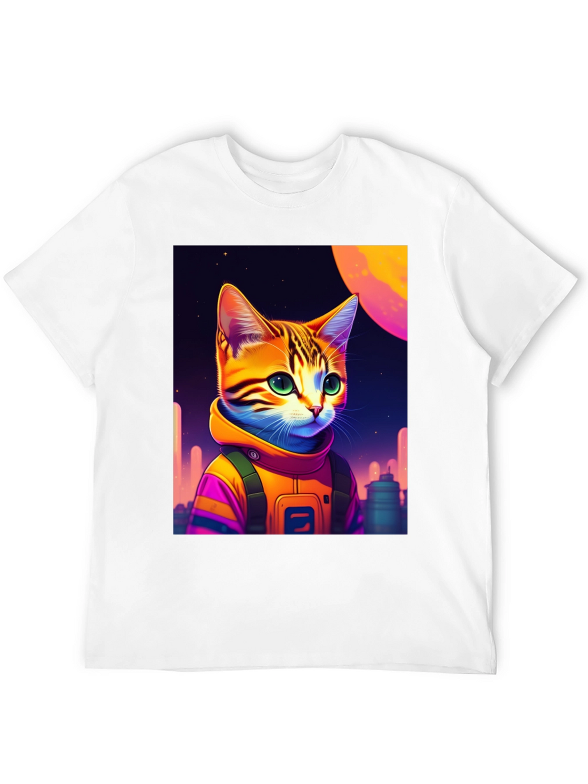 Cosmic Cat Astronaut Graphic T-Shirt