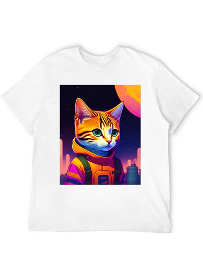 Cosmic Cat Astronaut Graphic T-Shirt