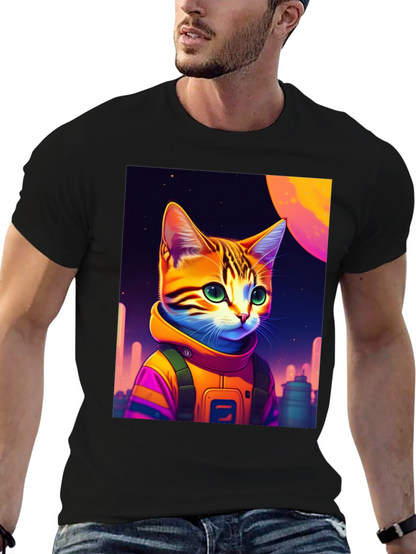 Cosmic Cat Astronaut Graphic T-Shirt