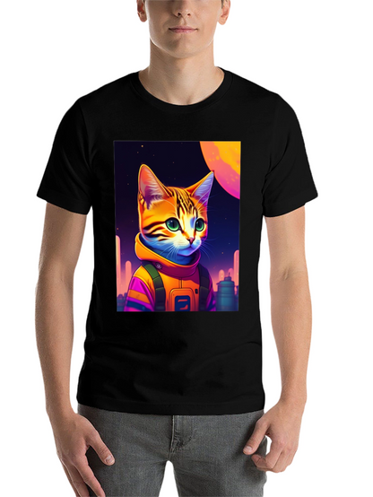 Cosmic Cat Astronaut Graphic T-Shirt