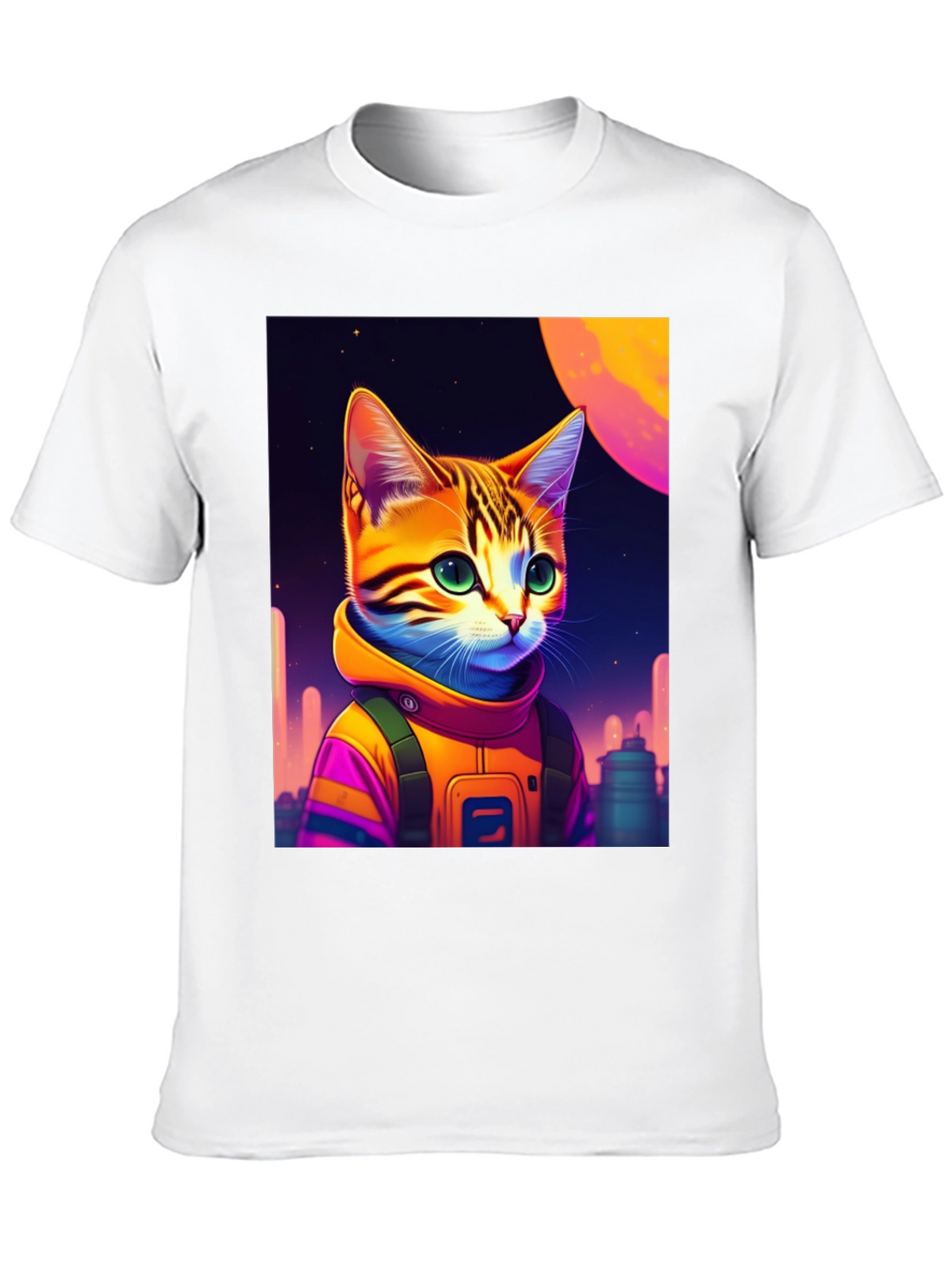 Cosmic Cat Astronaut Graphic T-Shirt