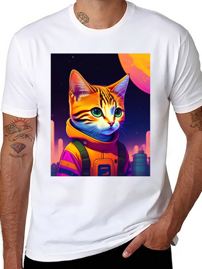 Cosmic Cat Astronaut Graphic T-Shirt