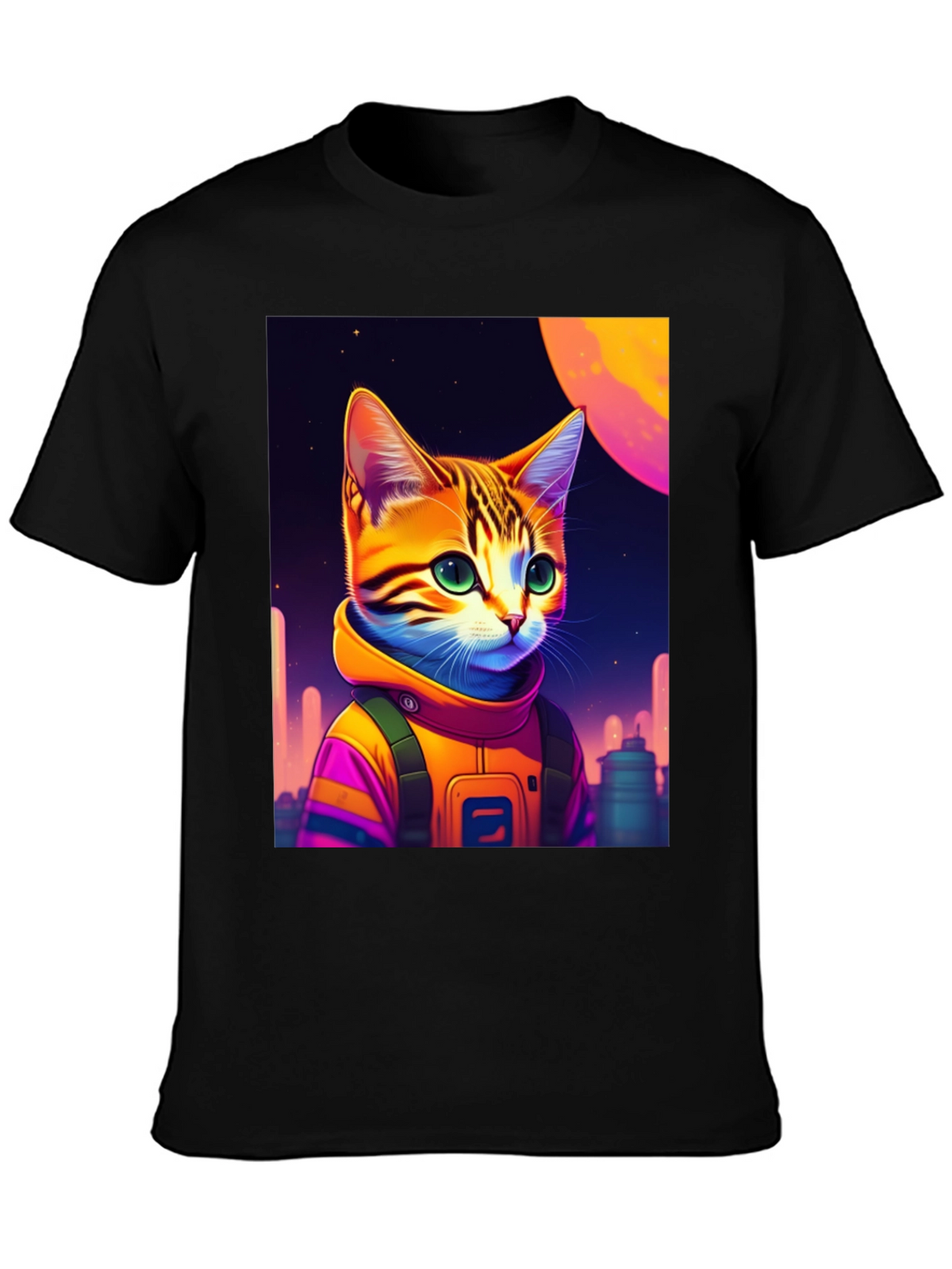 Cosmic Cat Astronaut Graphic T-Shirt