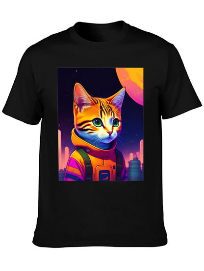 Cosmic Cat Astronaut Graphic T-Shirt