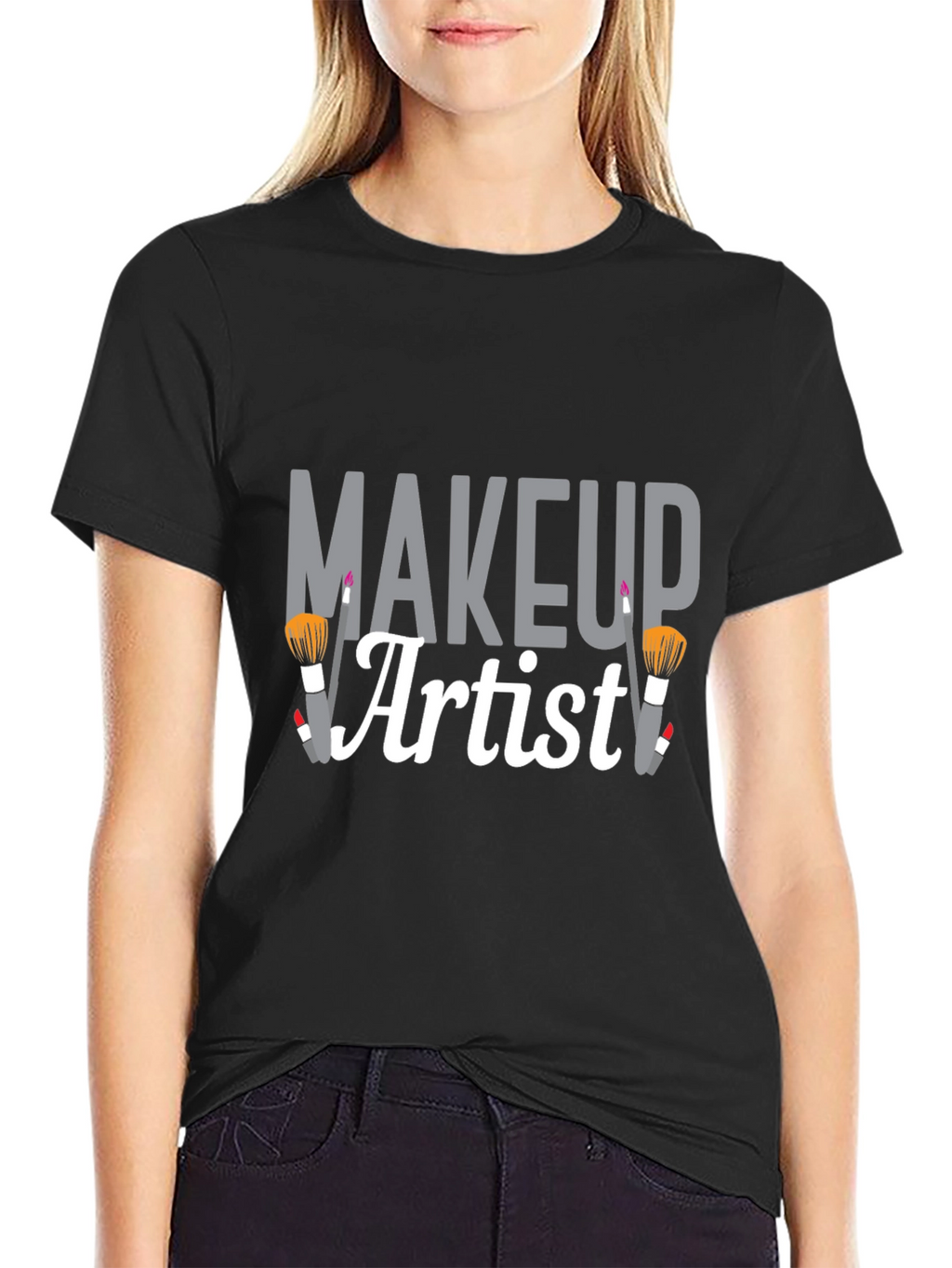 Makeup Artist Graphic Tee - Black Cotton T-Shirt