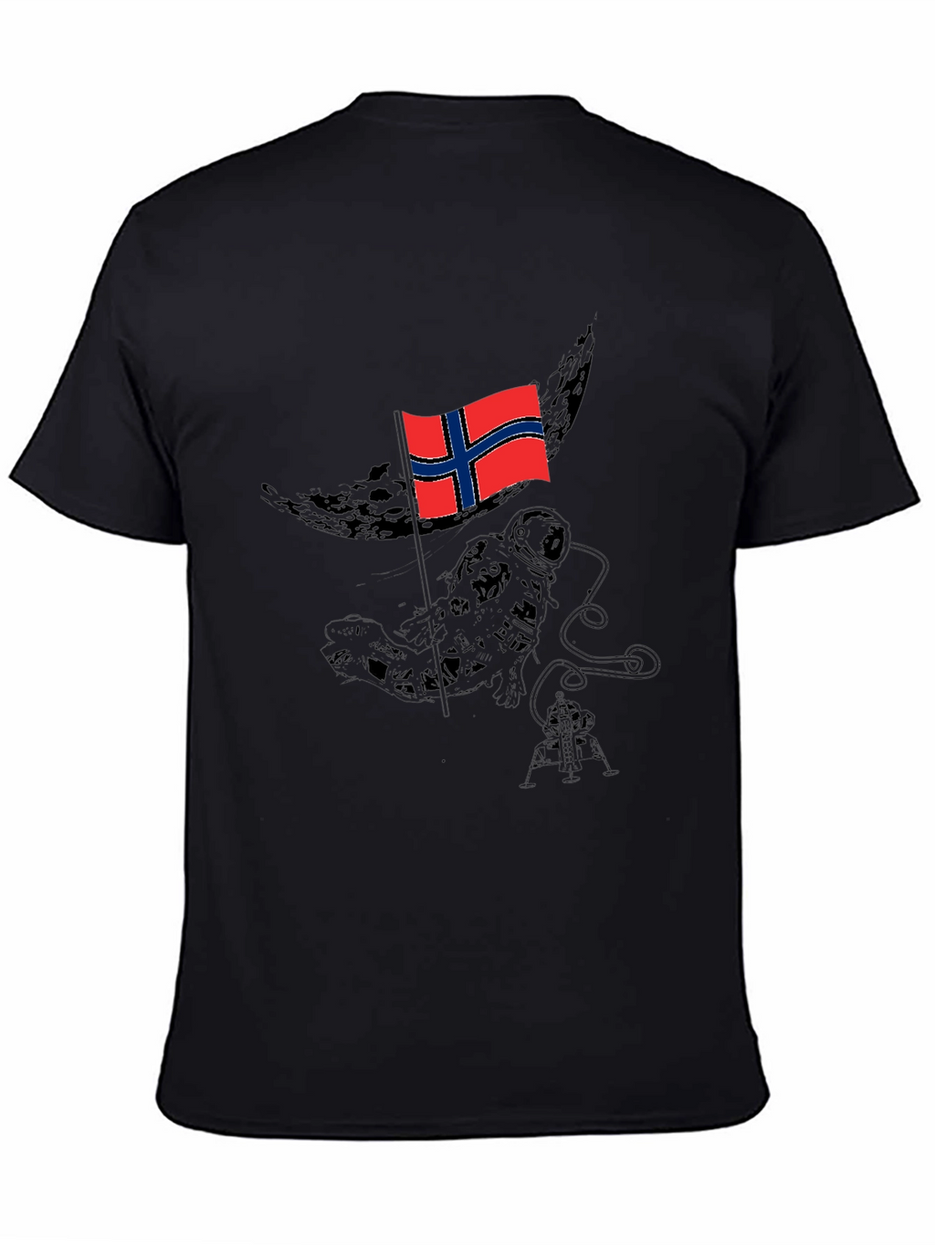 Norway Flag Astronaut Black T-Shirt