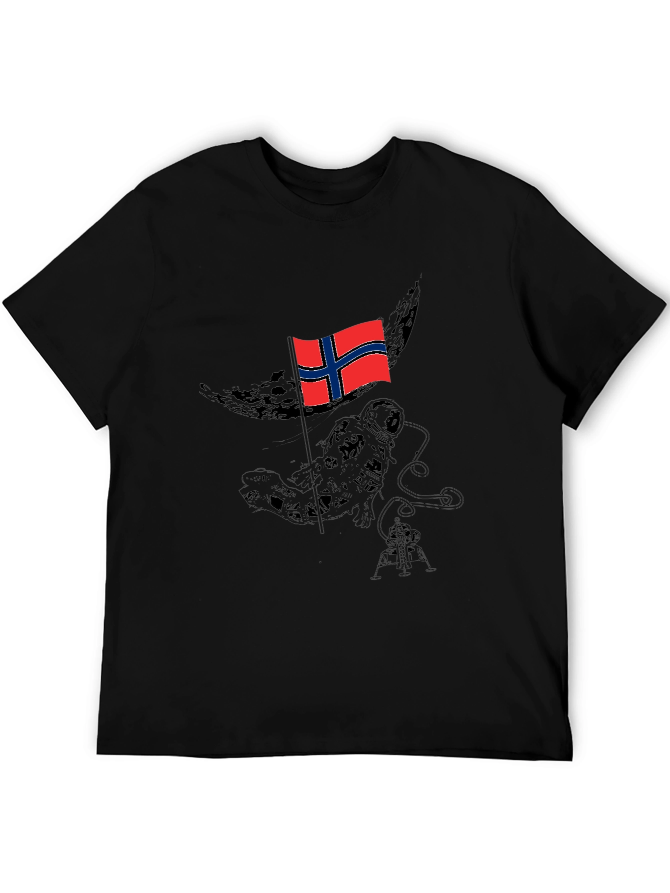 Norway Flag Astronaut Black T-Shirt