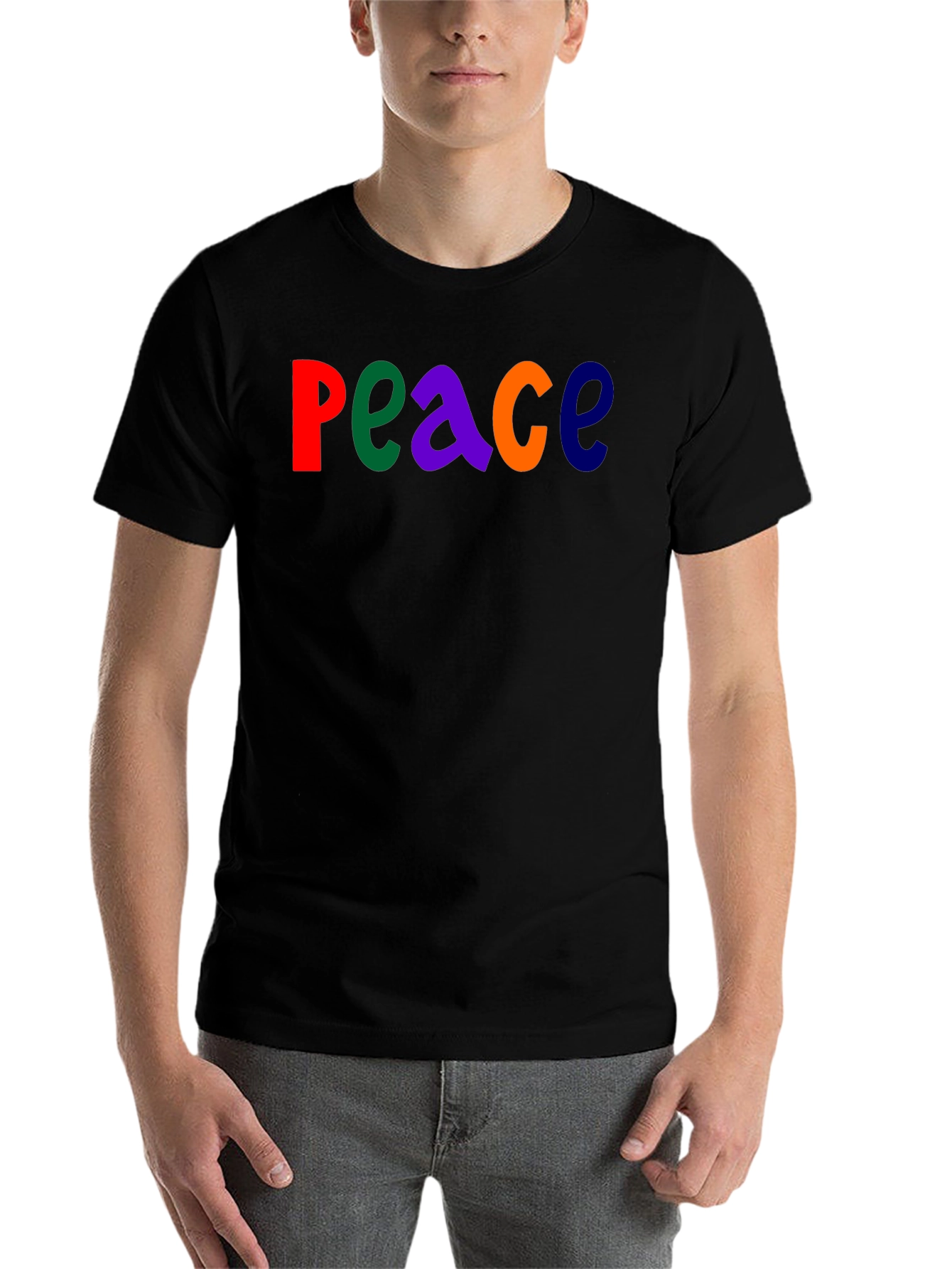 Colorful Peace Graphic T-Shirt - Black