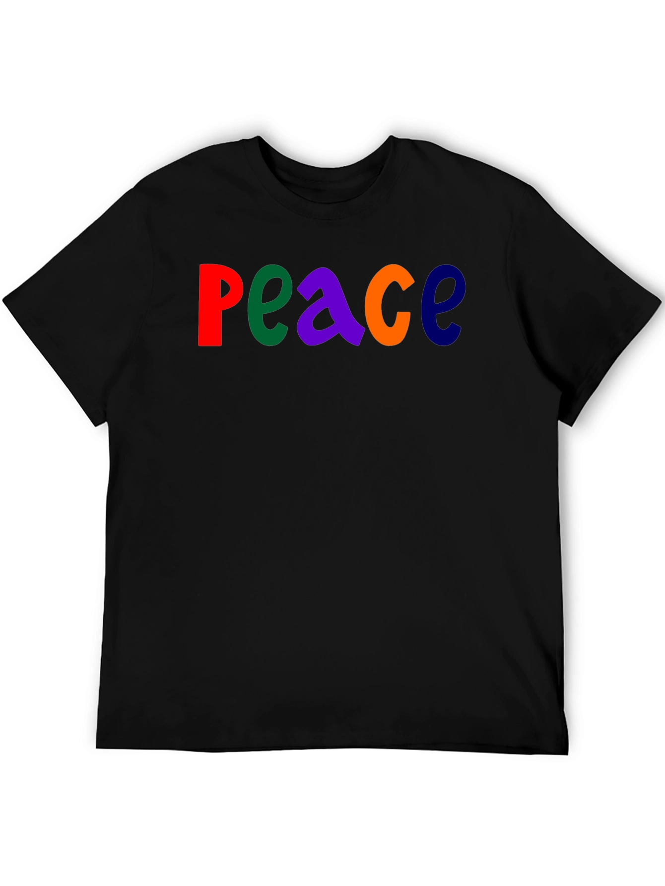 Colorful Peace Graphic T-Shirt - Black