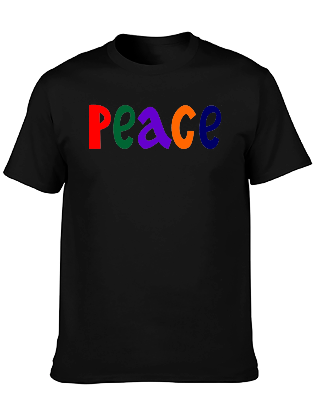 Colorful Peace Graphic T-Shirt - Black