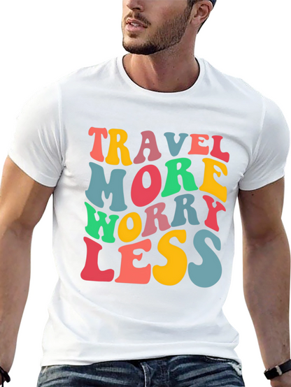 Travel More Worry Less Black Graphic T-Shirt