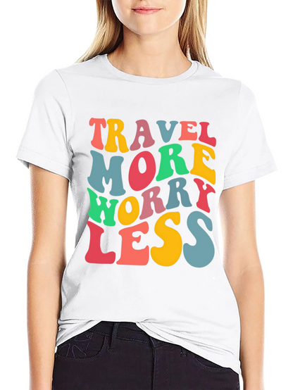 Travel More Worry Less Black Graphic T-Shirt