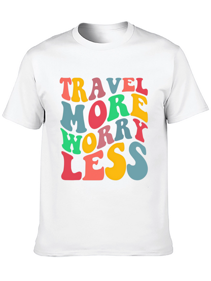 Travel More Worry Less Black Graphic T-Shirt