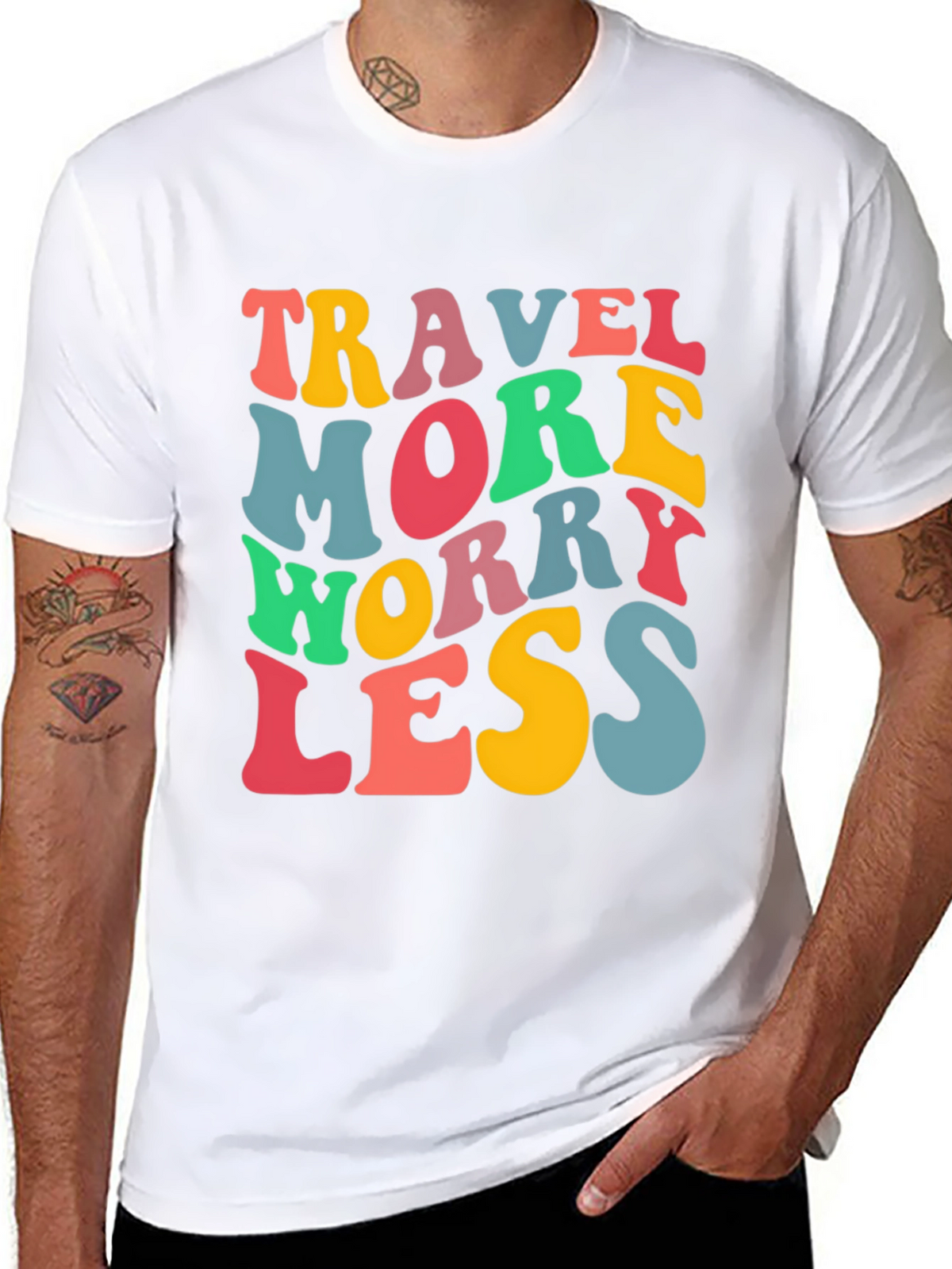 Travel More Worry Less Black Graphic T-Shirt
