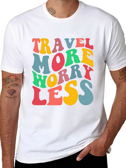 Travel More Worry Less Black Graphic T-Shirt