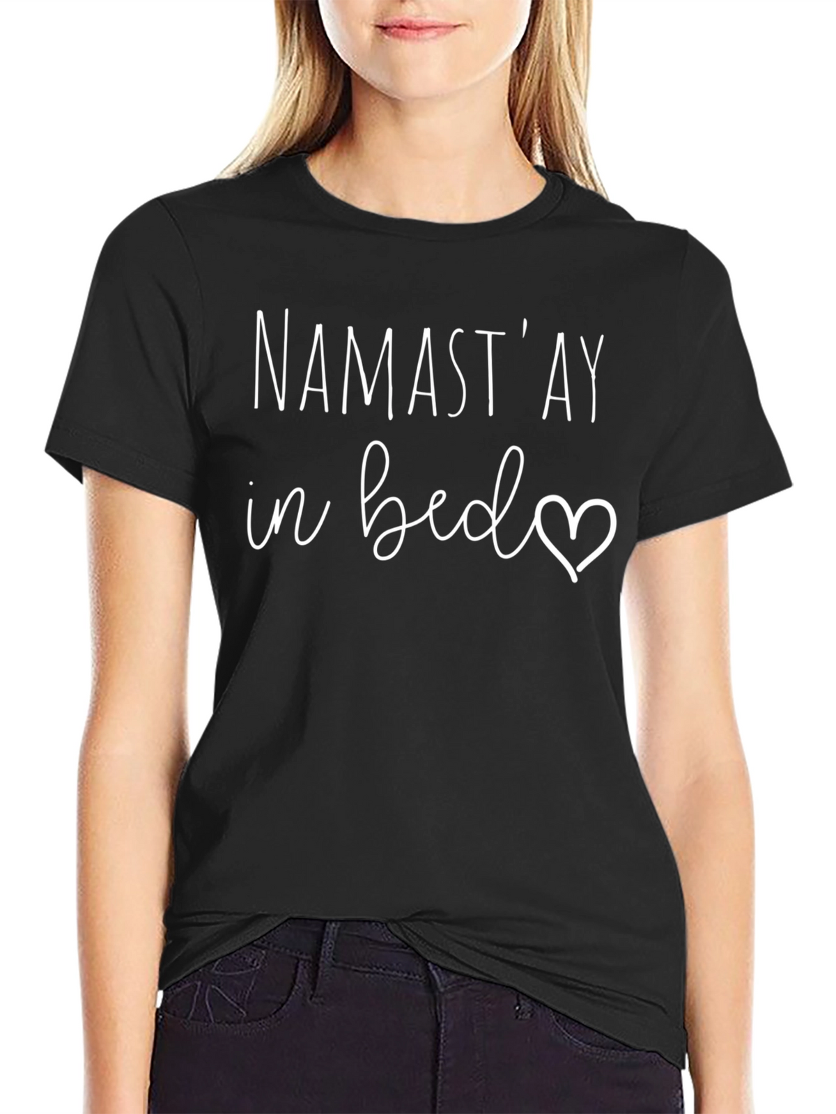Namastay in Bed Black Graphic Tee