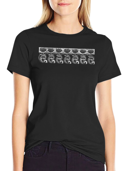 Black T-Shirt with Lotus Snake Design