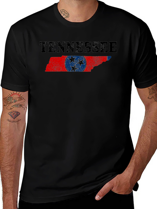 Tennessee Flag Graphic Print Black T-Shirt