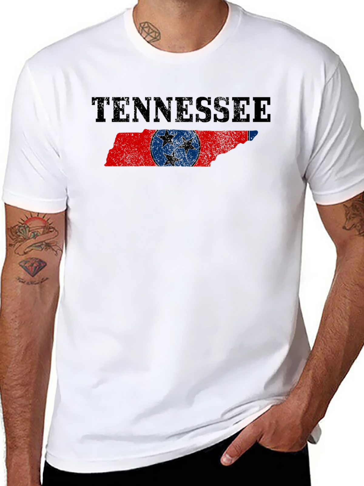 Tennessee Flag Graphic Print Black T-Shirt