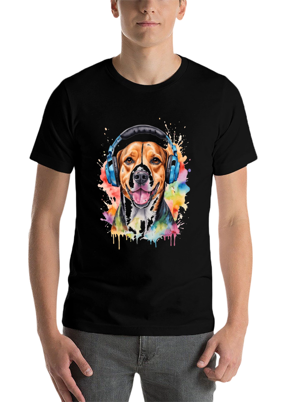 Dog with Headphones Graphic Tee