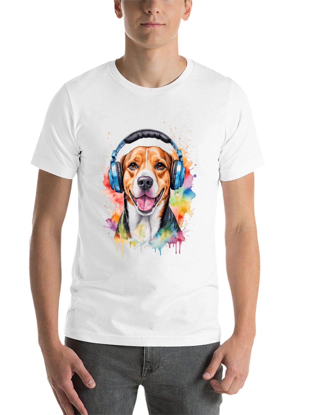 Dog with Headphones Graphic Tee